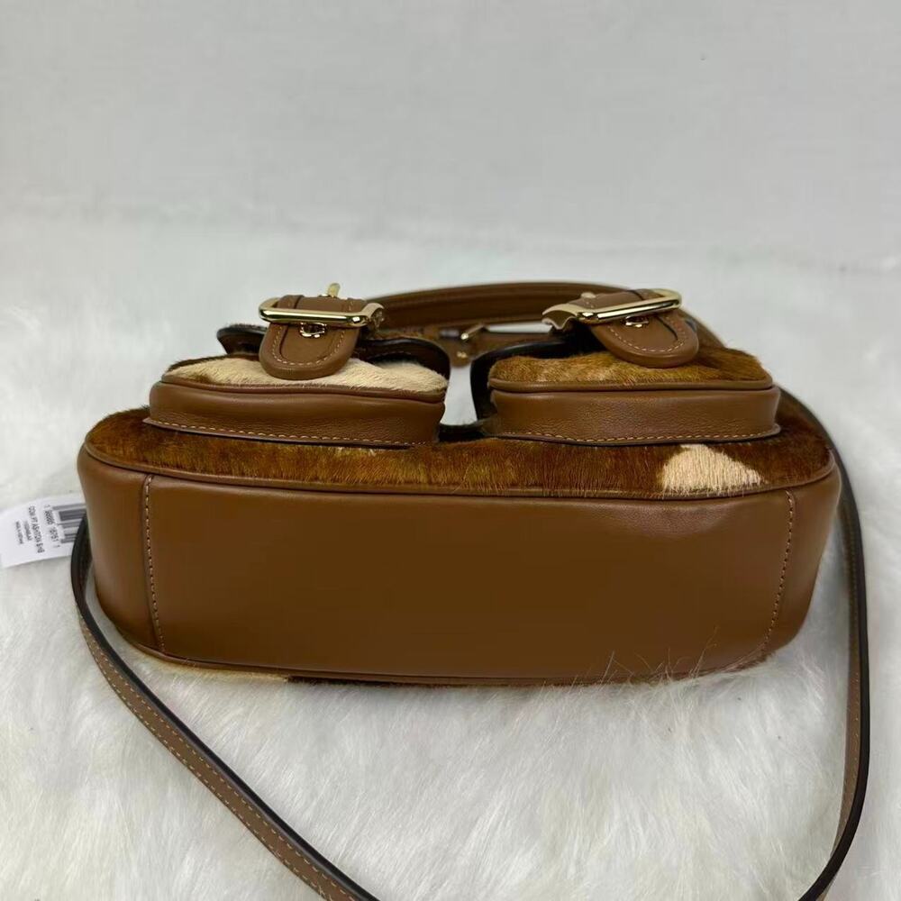 Coach Ashton Shoulder Bag In Haircalf With Cow Print Gold/Cow Multi CDW47 NWT - Picture 8 of 10